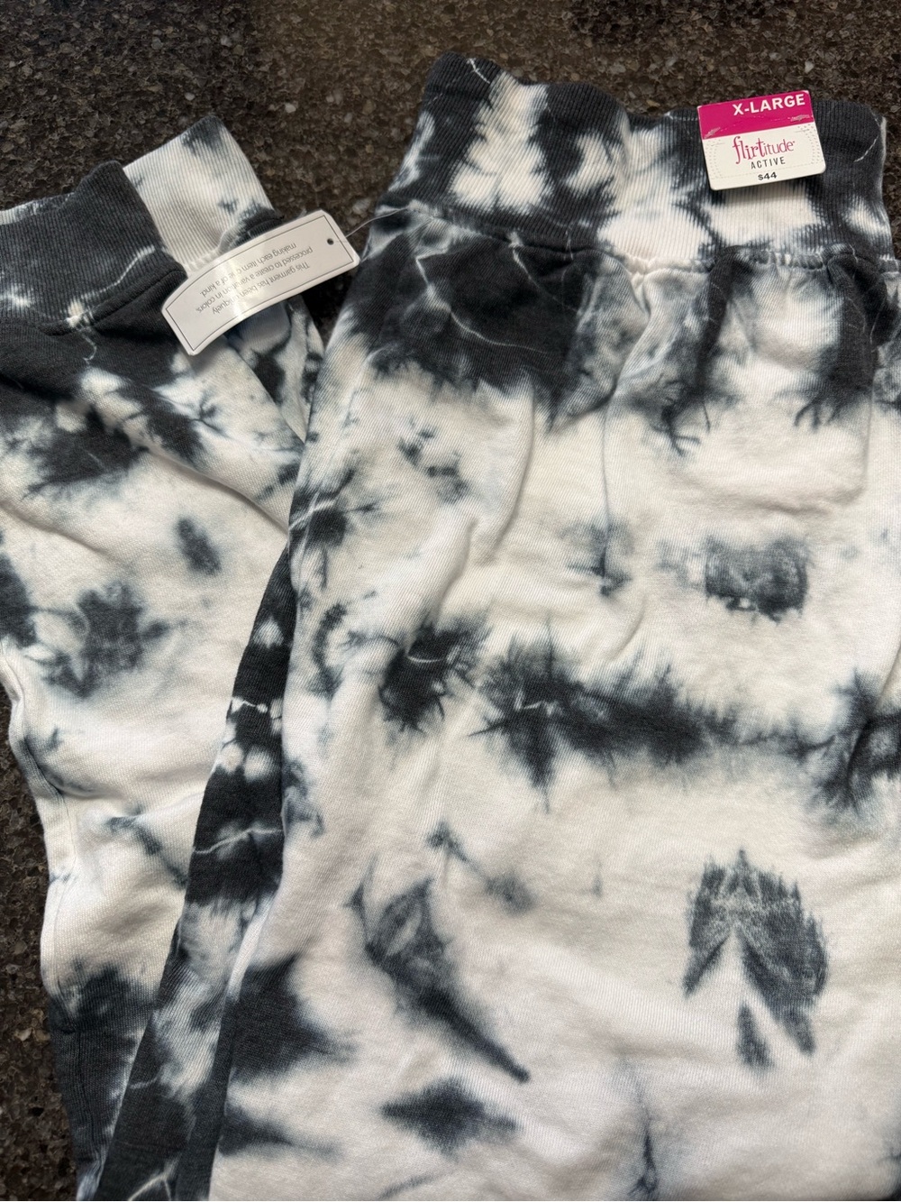 flirtitude Black & White Tie-Dye Sweatpants
